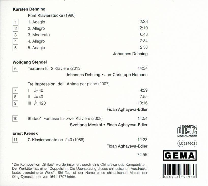 Klavierwerke CD Tracklist